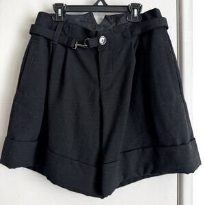 Marc By Marc Jacobs Black Virgin Wool Pleated Trouser Shorts